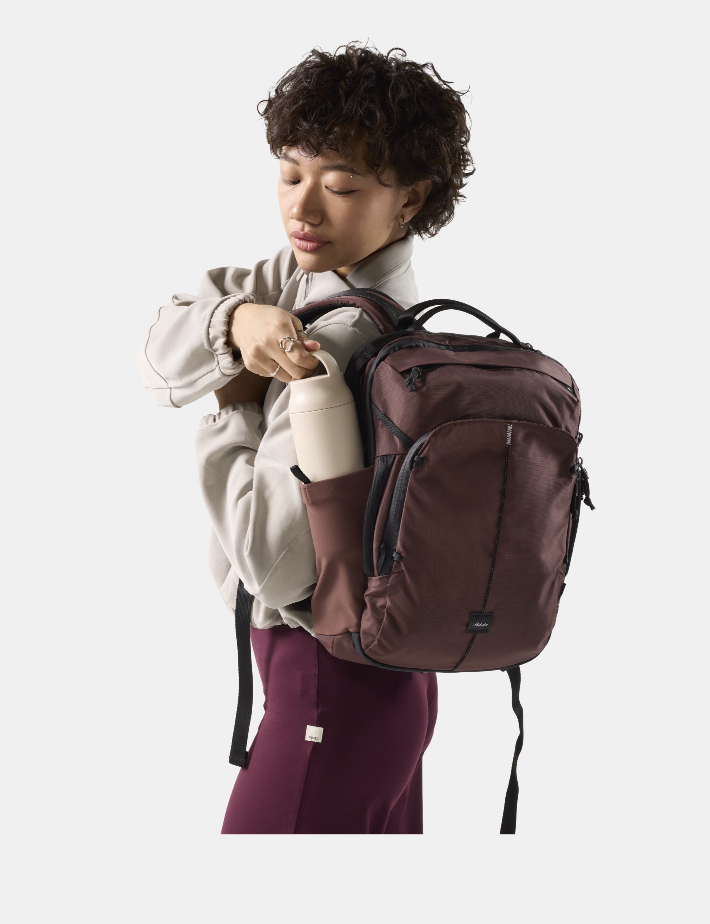 Rucksack, Backpack, Trekkingrucksack, Wasserflasche Halter, braun