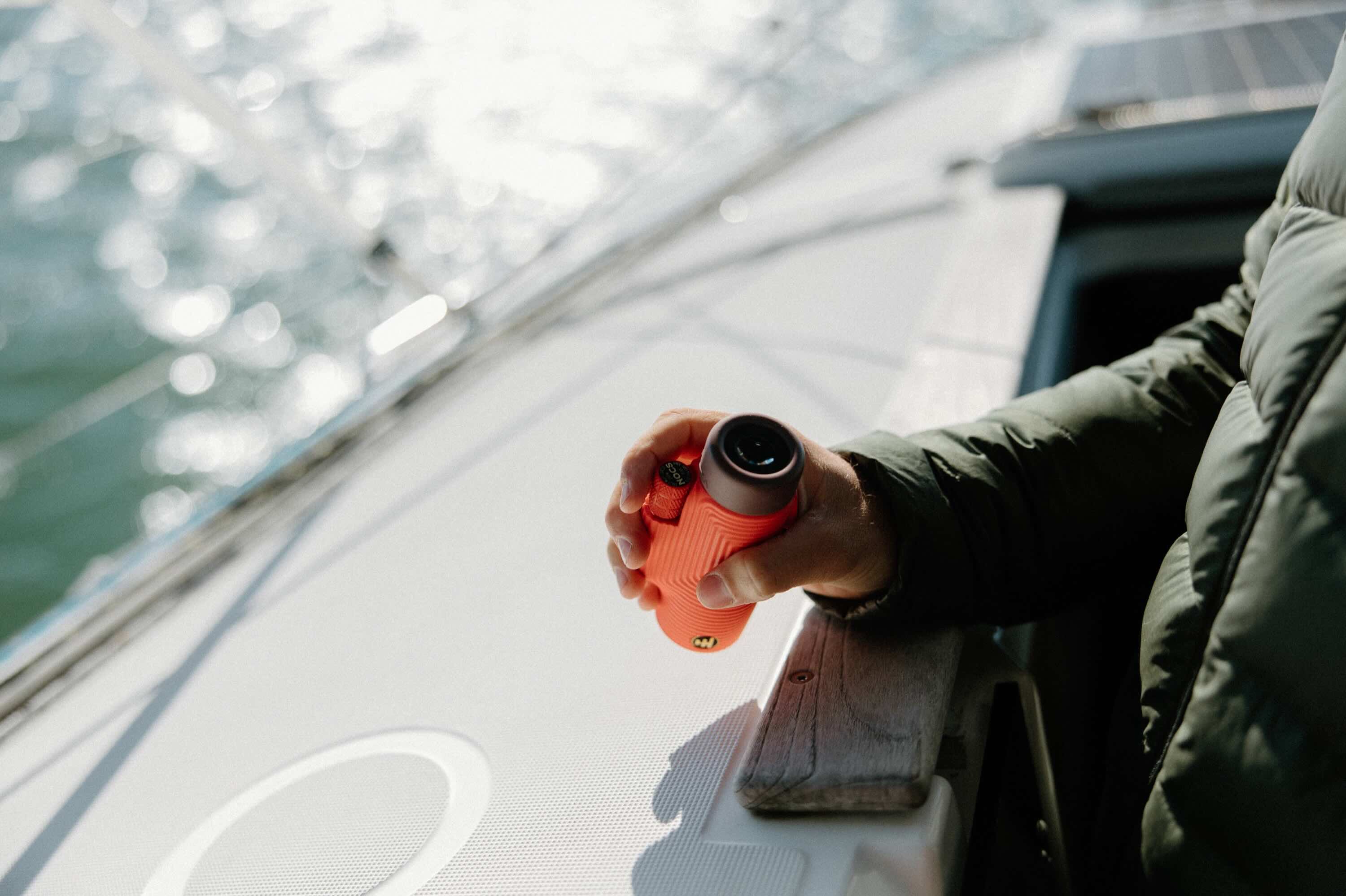 binoculars, kompakt, orange, griff, handheld