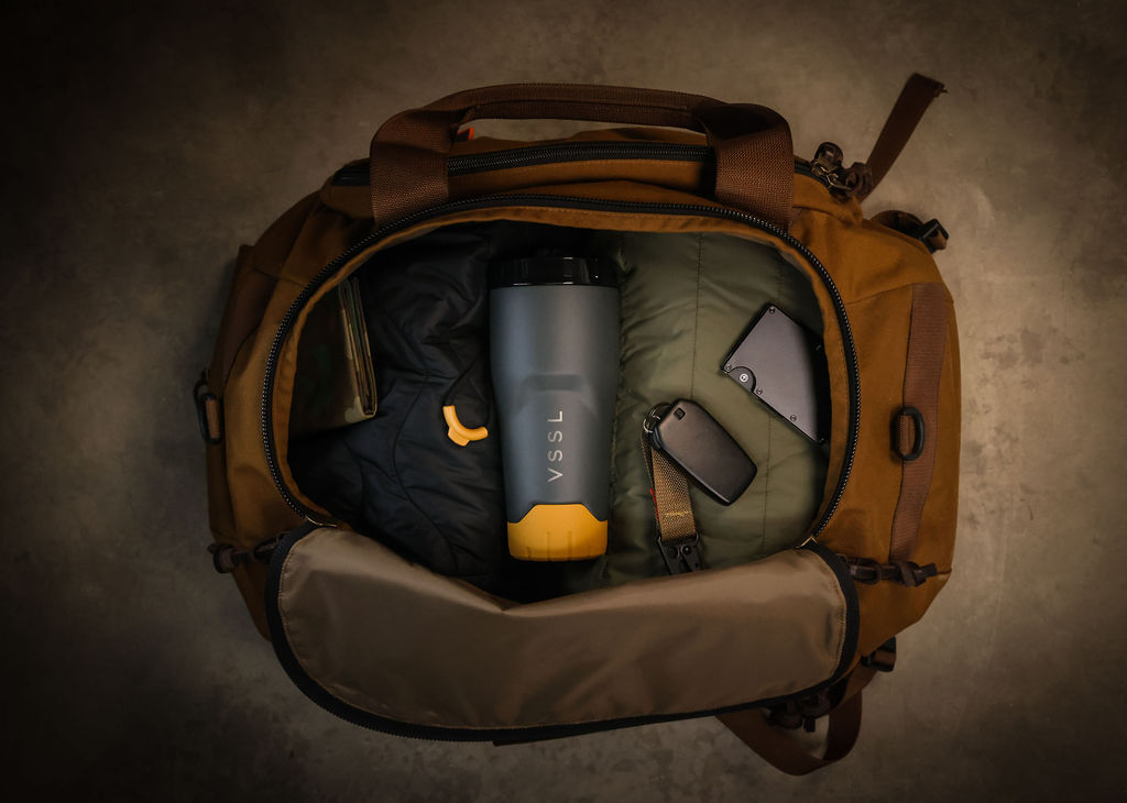 Reisetasche, Canvas, braun, Reißverschlussfach, Tragegriffe