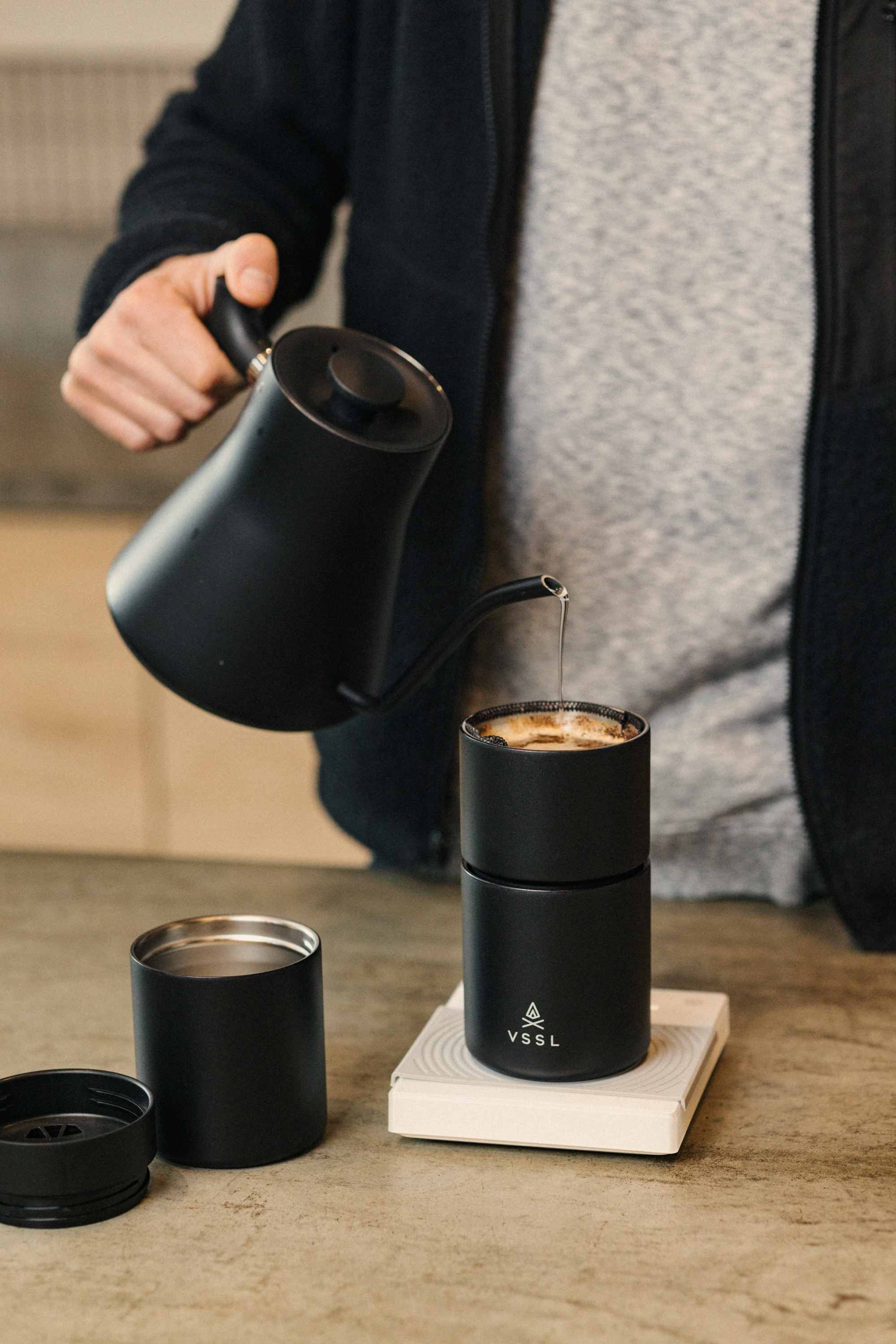 Kaffeebereiter, Kaffeebecher, schwarz, Edelstahl, Campingausrüstung
