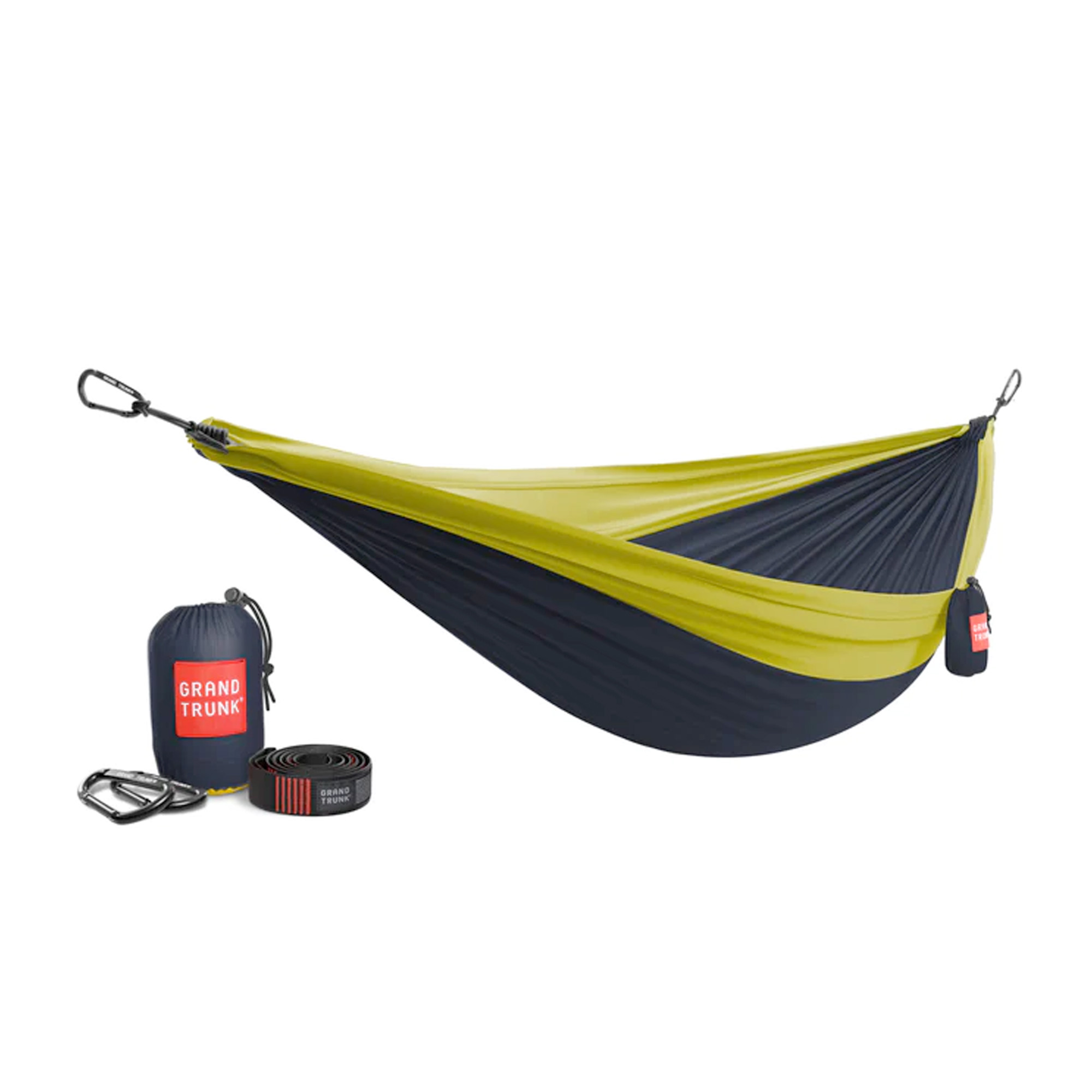 Grand Trunk Double Deluxe Hammock w/Straps (navy/chartreuse)
