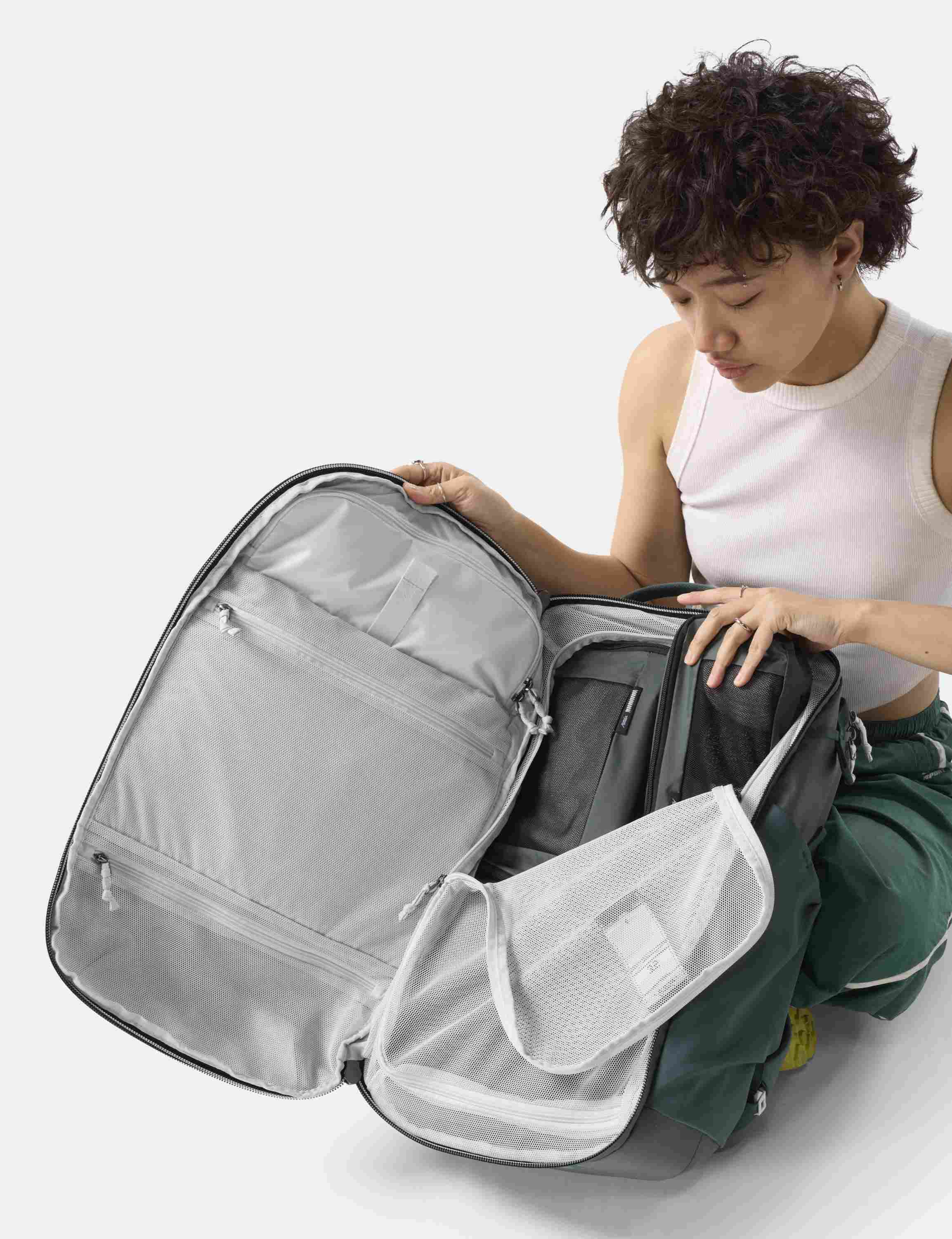 rucksack, reiserucksack, innenfach, organizer, mesh-pocket