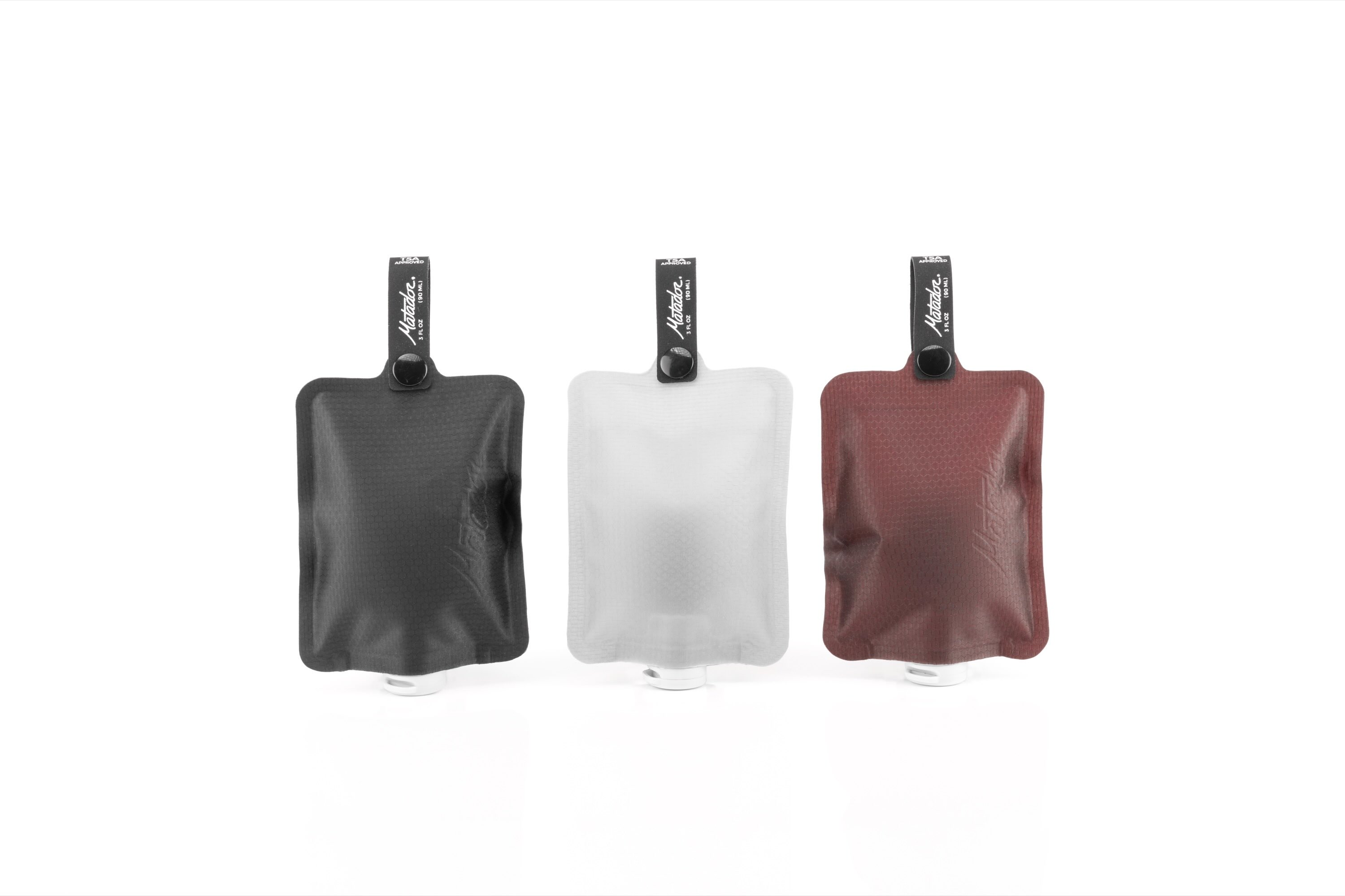 Matador FlatPak Toiletry Bottle 3-Pack (charcoal, white, garnet) Matador FlatPak Toiletry Bottle 3-Pack (charcoal, white, garnet)