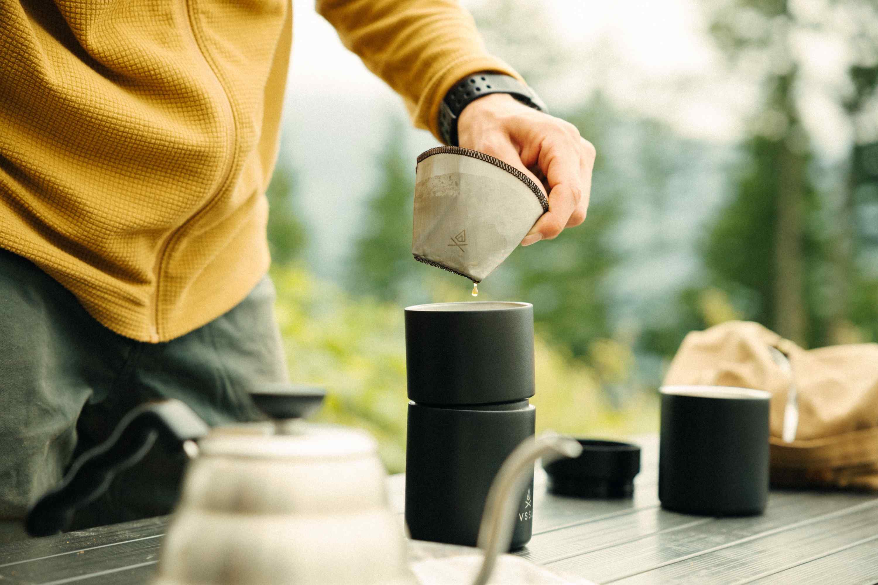 Kaffeefilter, Wiederverwendbarer Filter, Outdoor-Kaffee, Schwarz, Textilfilter