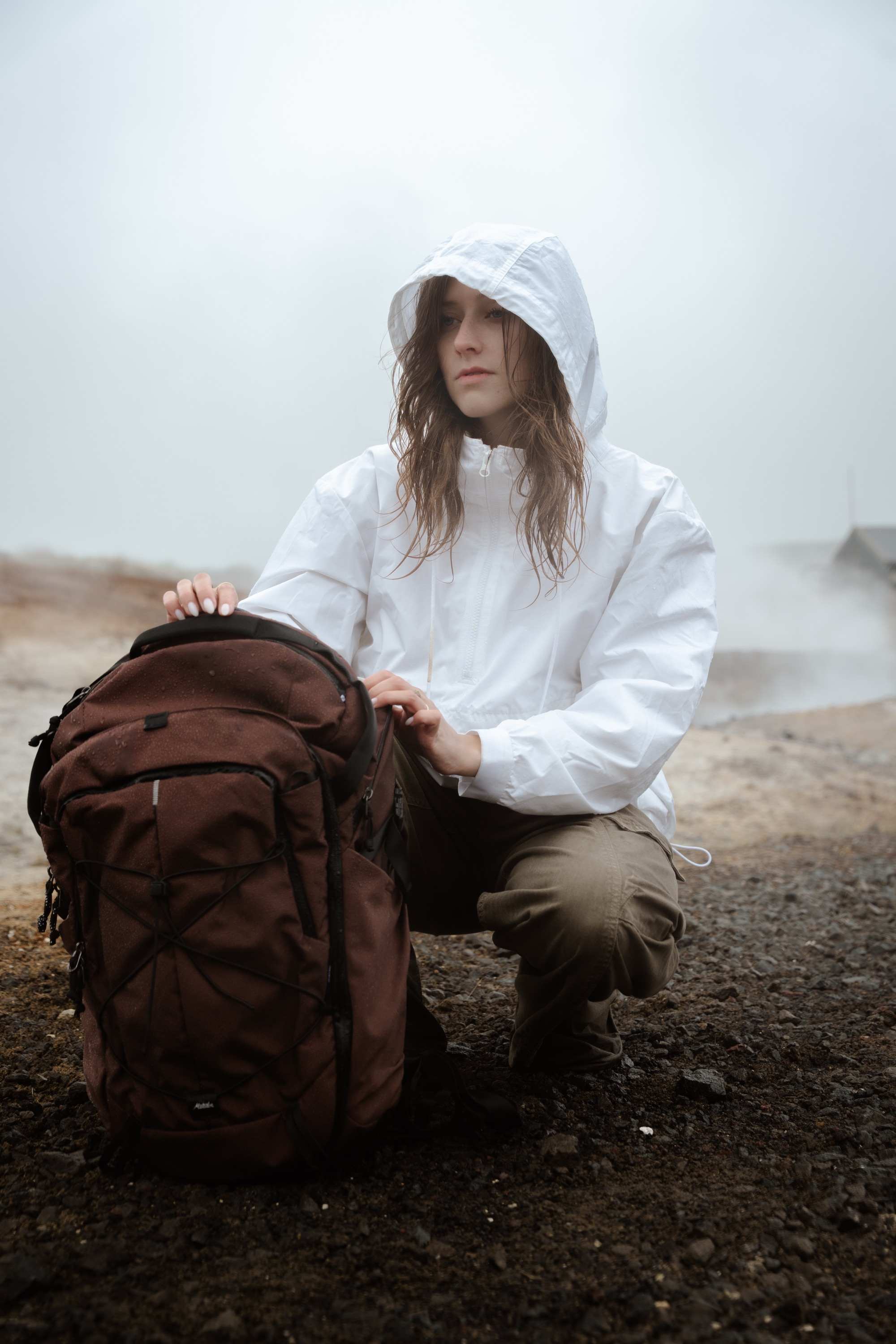 Rucksack, Rucksack dunkelbraun, Outdoor, Regenjacke, Trekking-Rucksack