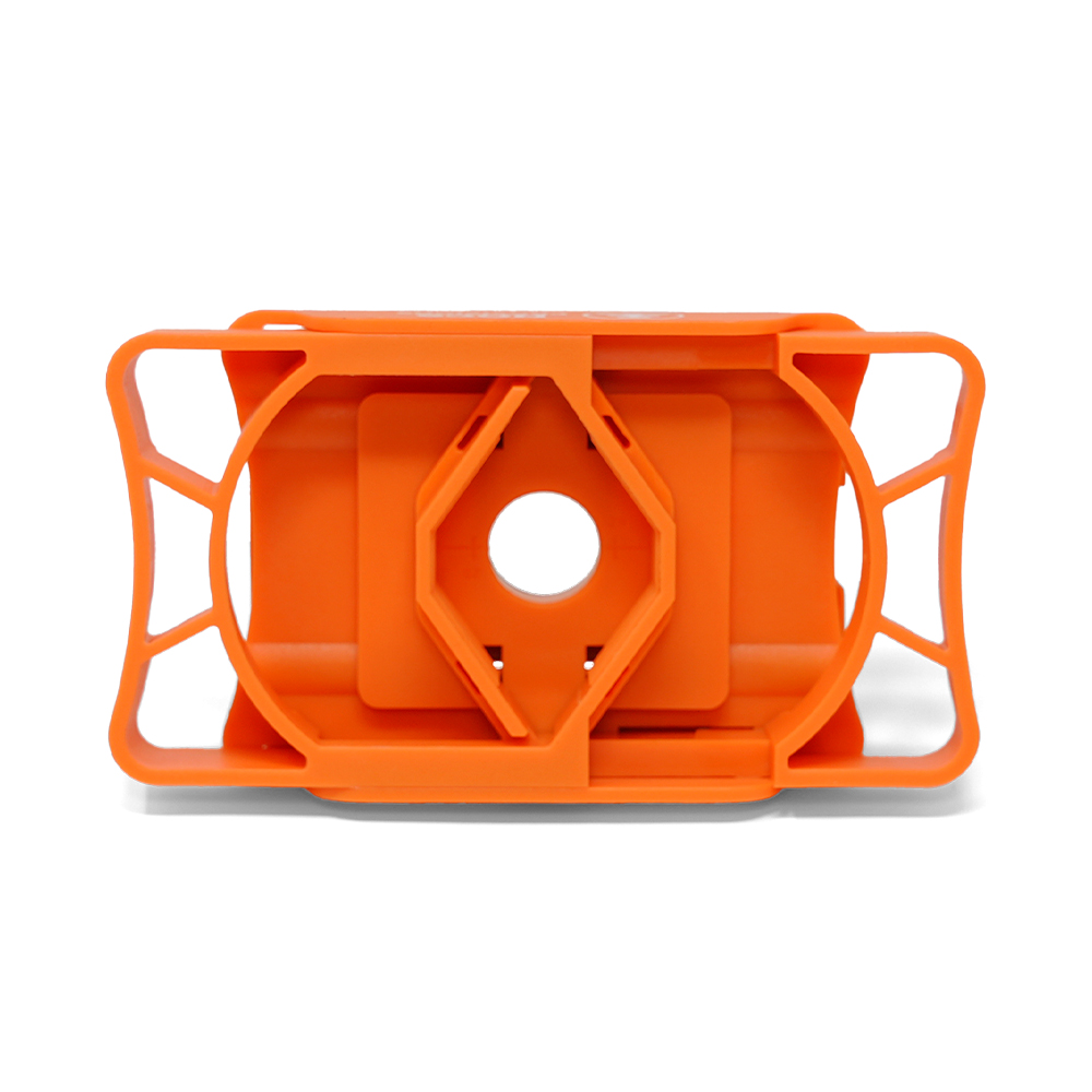 orange Teil, Kunststoffgehäuse, Befestigungshalter, Zentralloch, sechseckige Öffnung