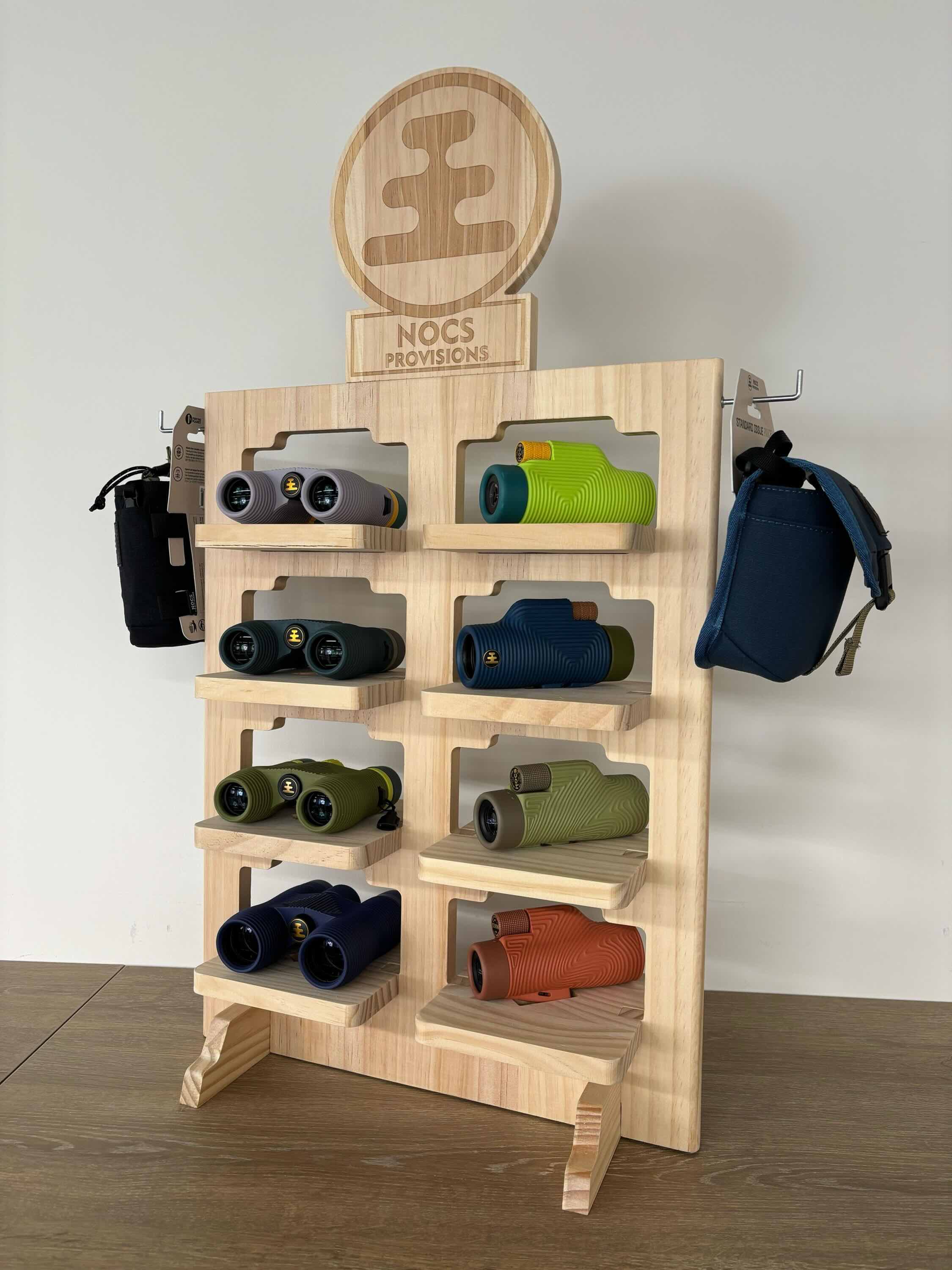 Fernglas, Kompaktfernglas, Holzdisplay, grüne Ferngläser, Lagerständer