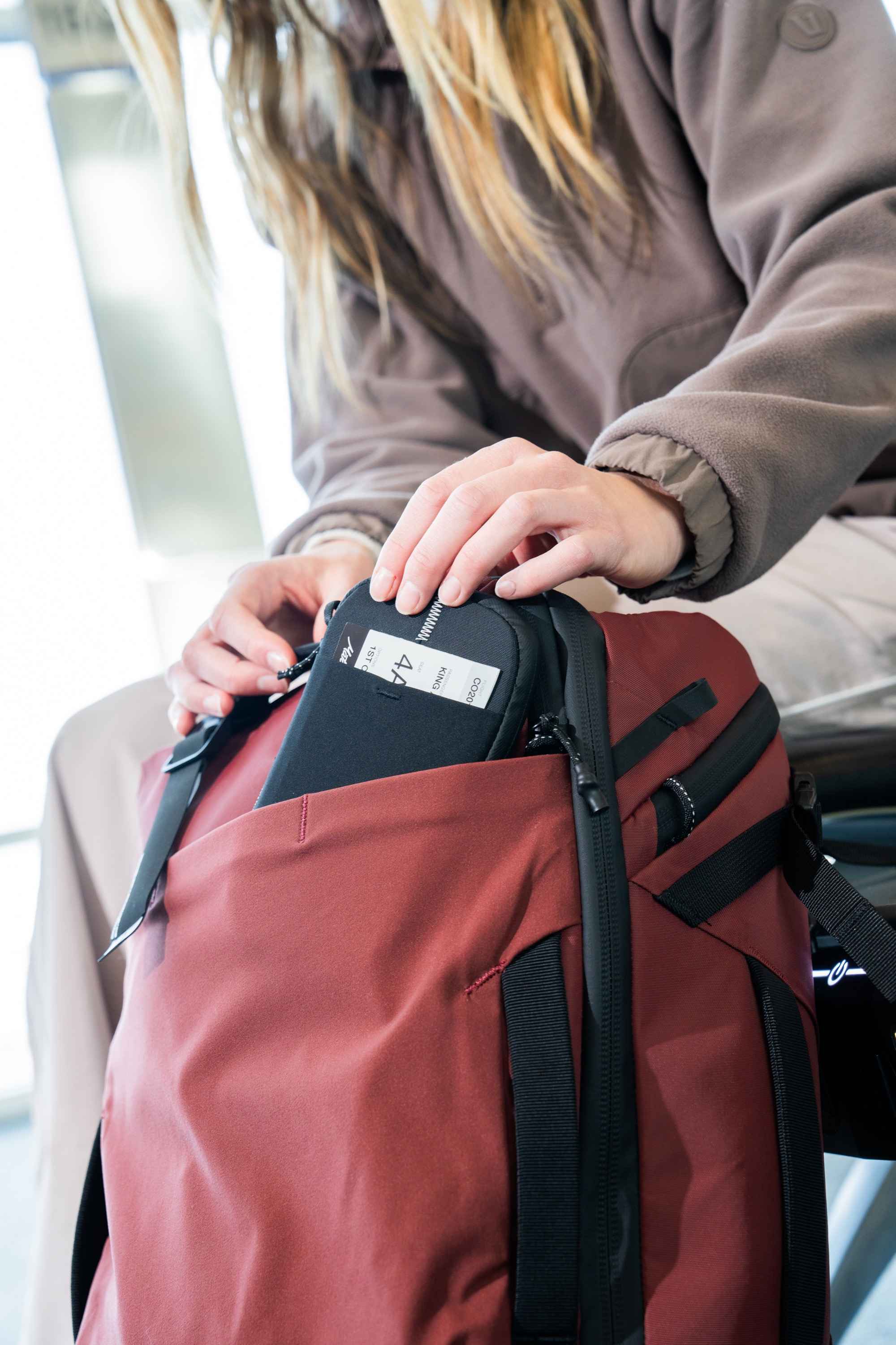 Rucksack, Rucksackfach, Reißverschluss, Card, rotbraun