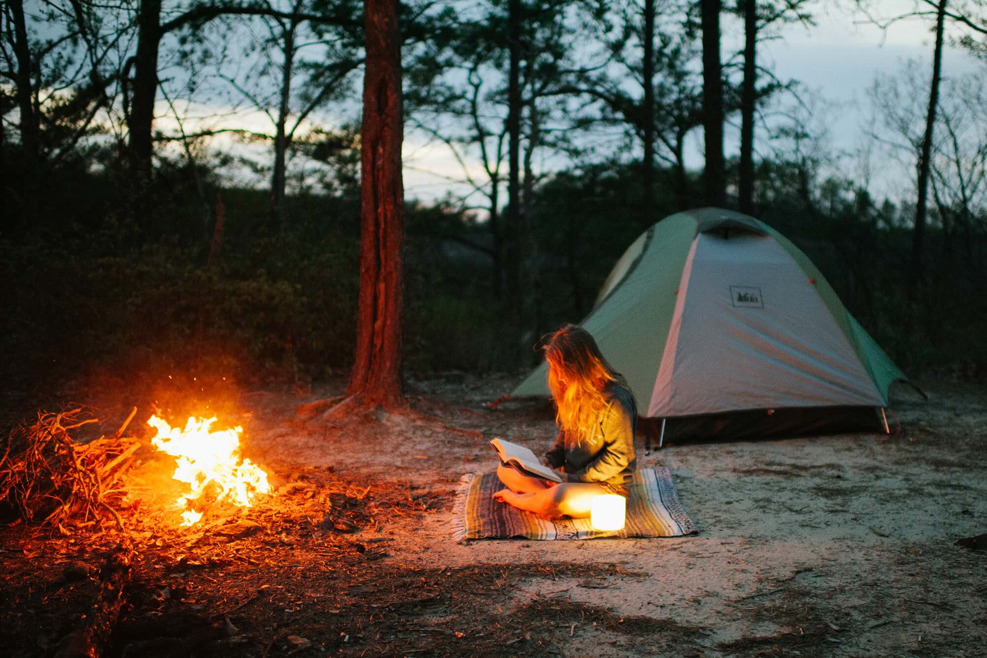 Campen, Draußen, Zelt, Lagerfeuer, Flamme
