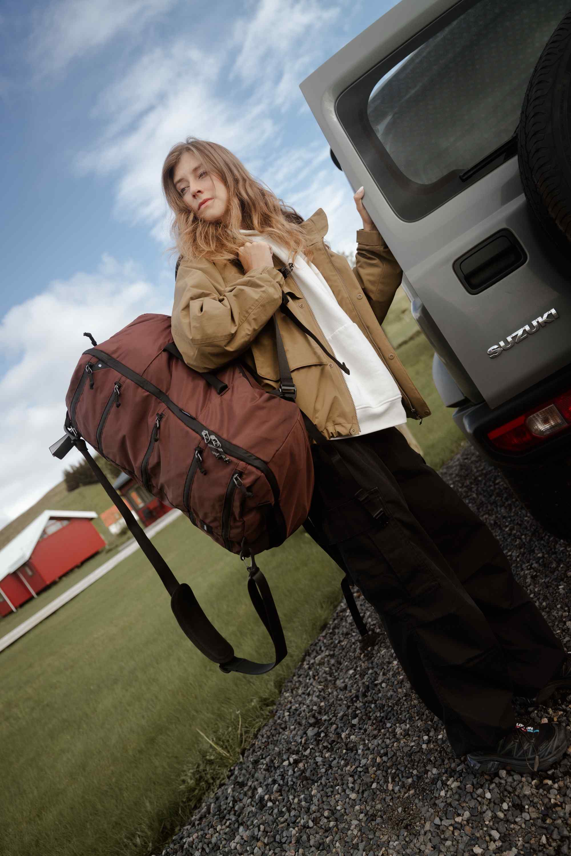 Rucksack, Duffel, Reiseausrüstung, Junge Frau, Outdoor