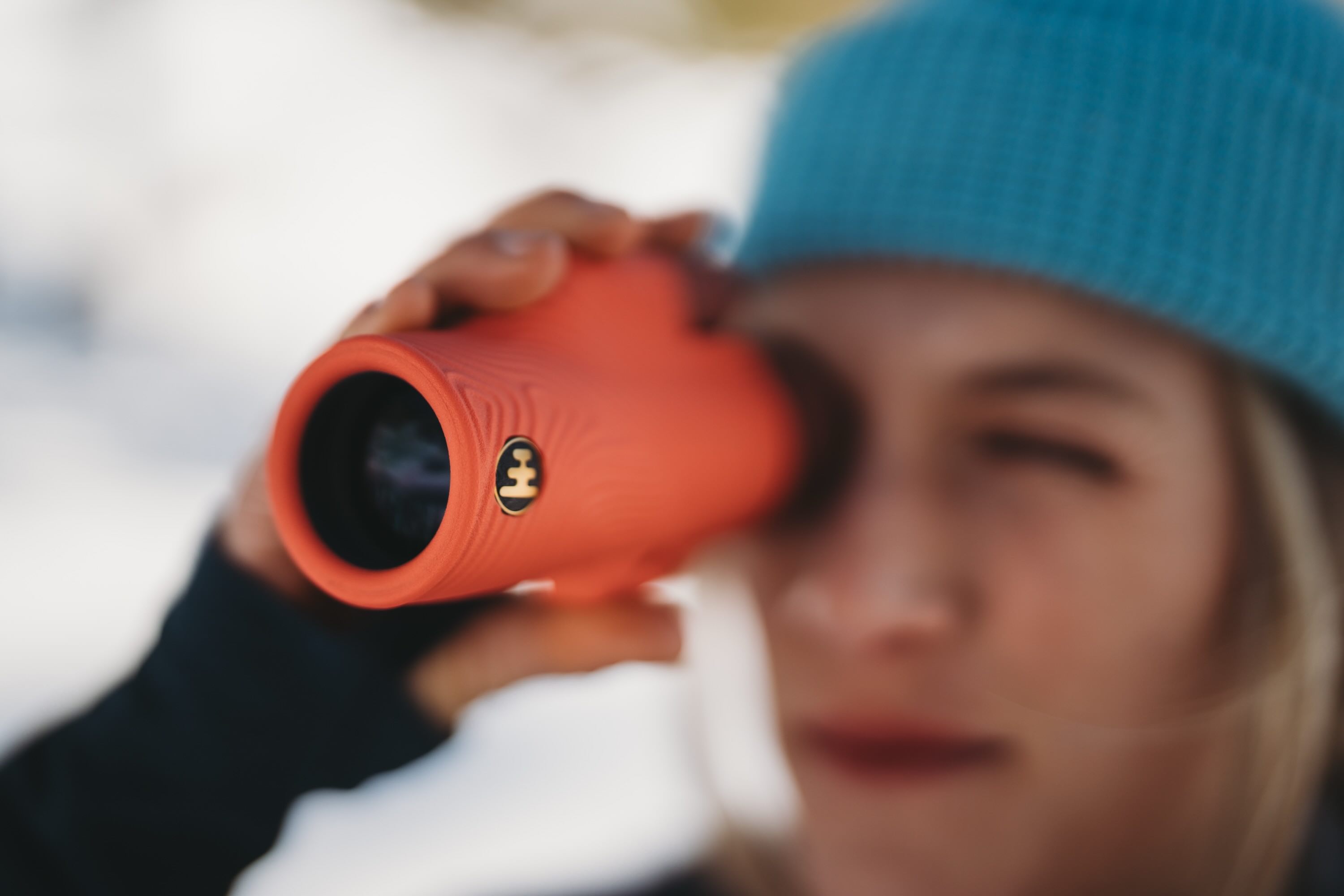 Fernglas,  Teleskop,  orange,  Glasobjektiv,  Person mit Brille
