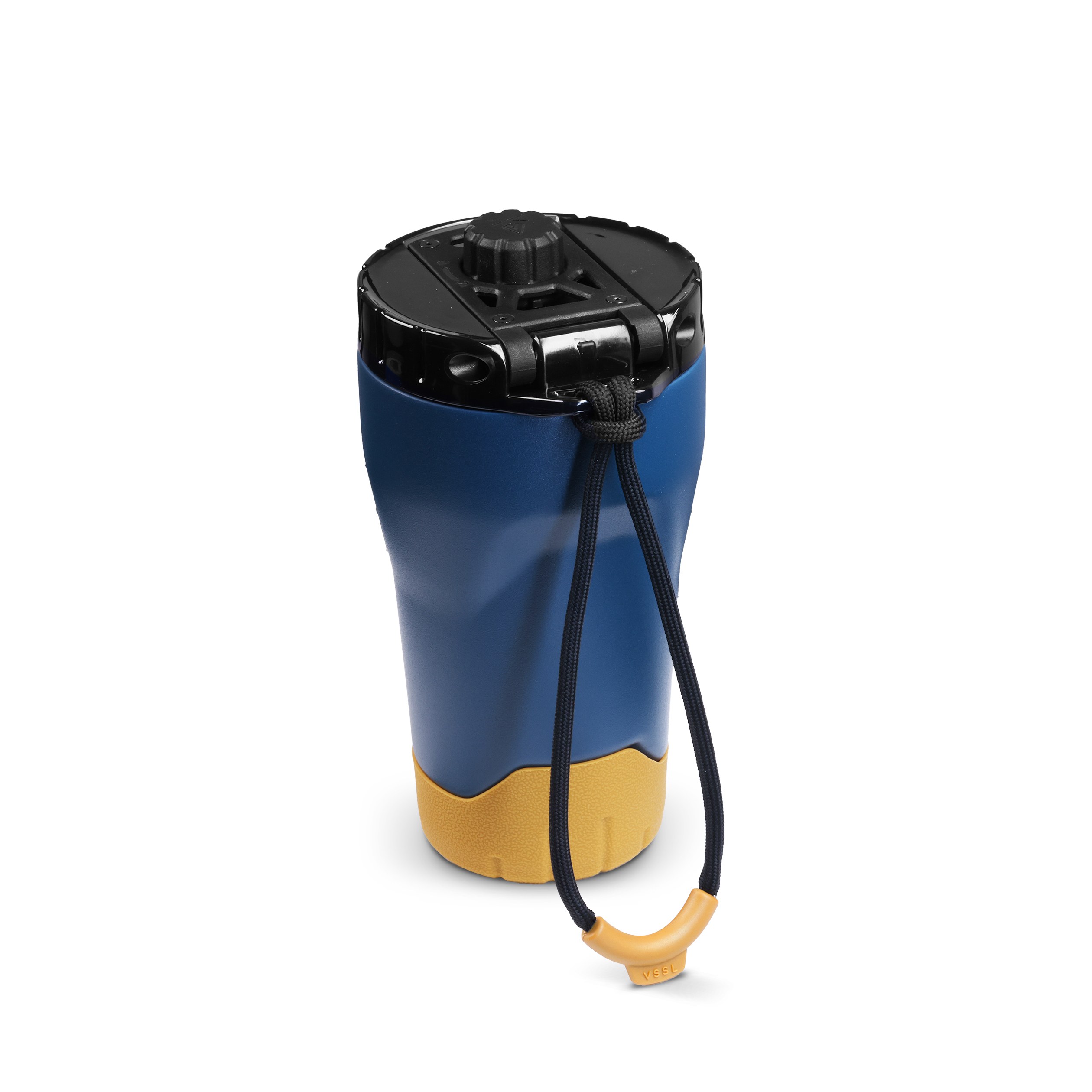 Outdoorgerät, Kunststoffgehäuse, Blau-gelb, Trageschlaufe, Drehknopf