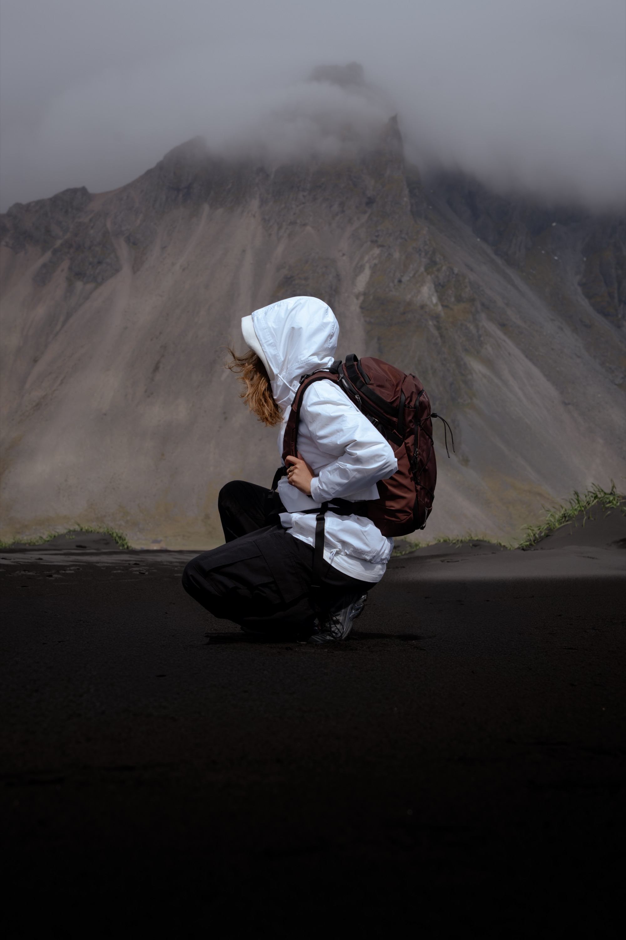 Wandern, Herausragende Wolke, Weiße Jacke, Rucksack, Berglandschaft